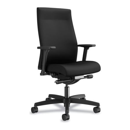 Hon Ignition 2.0 Upholstered Mid-Back Task Chair With Lumbar, 300 Lbs. Cap., Blk Seat, Back, and Base I2UL2AC10TK